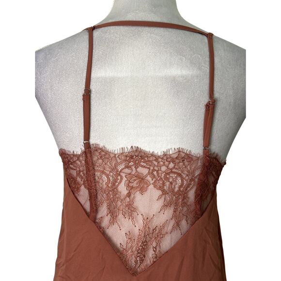Lush Sleeveless Lace Top Trimmed Back Cami Lightweight Burnt Orange W Small NWT - Picture 6 of 11